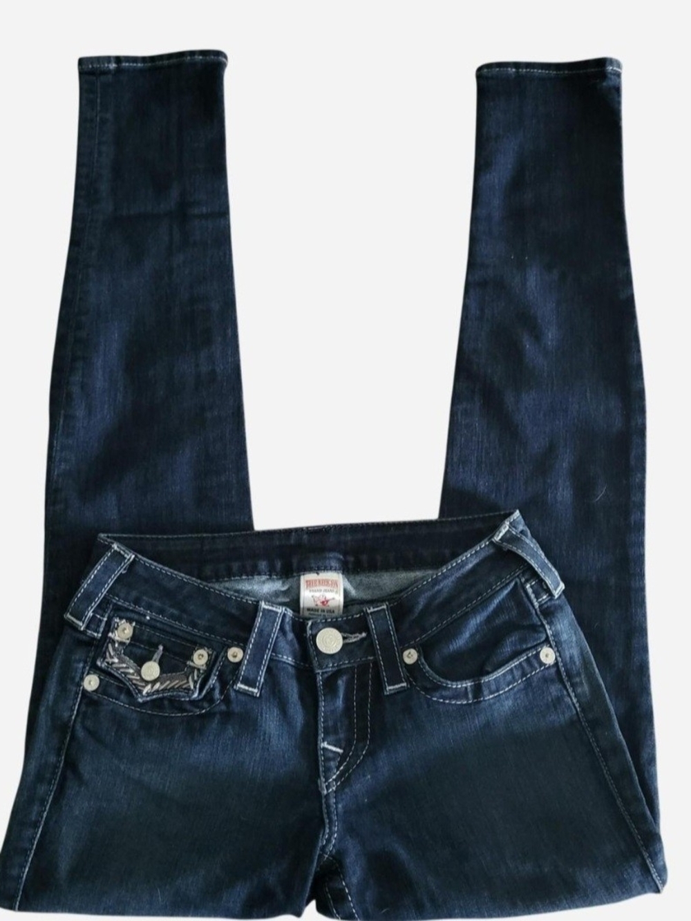 True Religion Dark Navy Blue Low-Rise Skinny Jeans y2k
